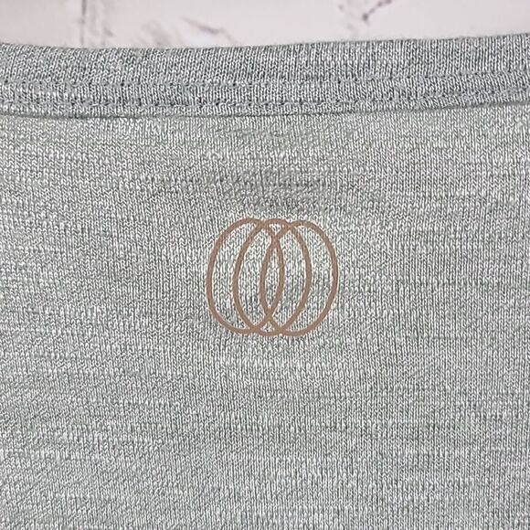 Balance Collection Yoga Short Sleeve Tee Slub Knit Mint Green Wrap Front Workout - Picture 6 of 7